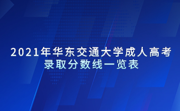 2021年华东交通大学成人高考录取分数线一览表