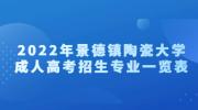 2022年景德镇陶瓷大学成人高考招生专业一览表