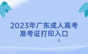 2023年广东成人高考准考证打印入口